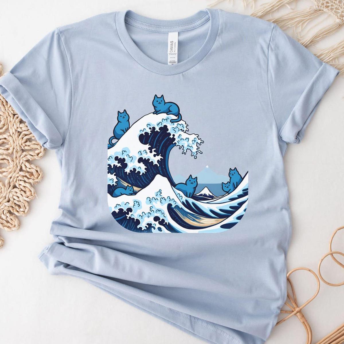 Blue Wave Cats For Kamala Harris Japanese 2024 Election Shirt 4