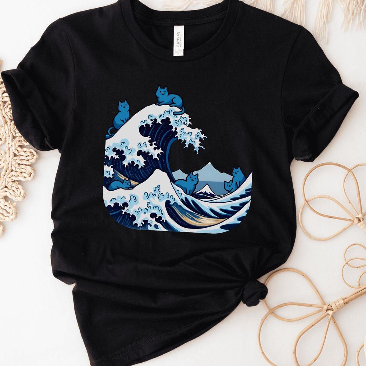 Blue Wave Cats For Kamala Harris Japanese 2024 Election Shirt 6