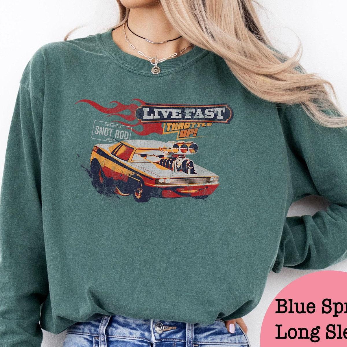 Cars Snot Rod Live Fast Throttle Up Vintage Cars Disney Shirt 3