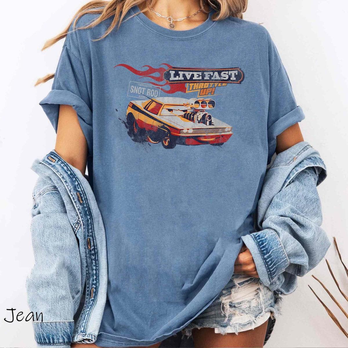 Cars Snot Rod Live Fast Throttle Up Vintage Cars Disney Shirt 4