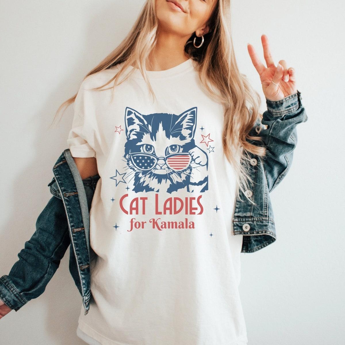 Cat Ladies For Kamala Harris 2024 Presiden Shirt 1