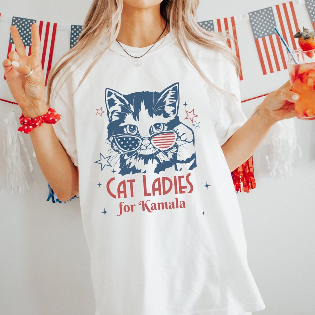 Cat Ladies For Kamala Harris 2024 Presiden Shirt 5