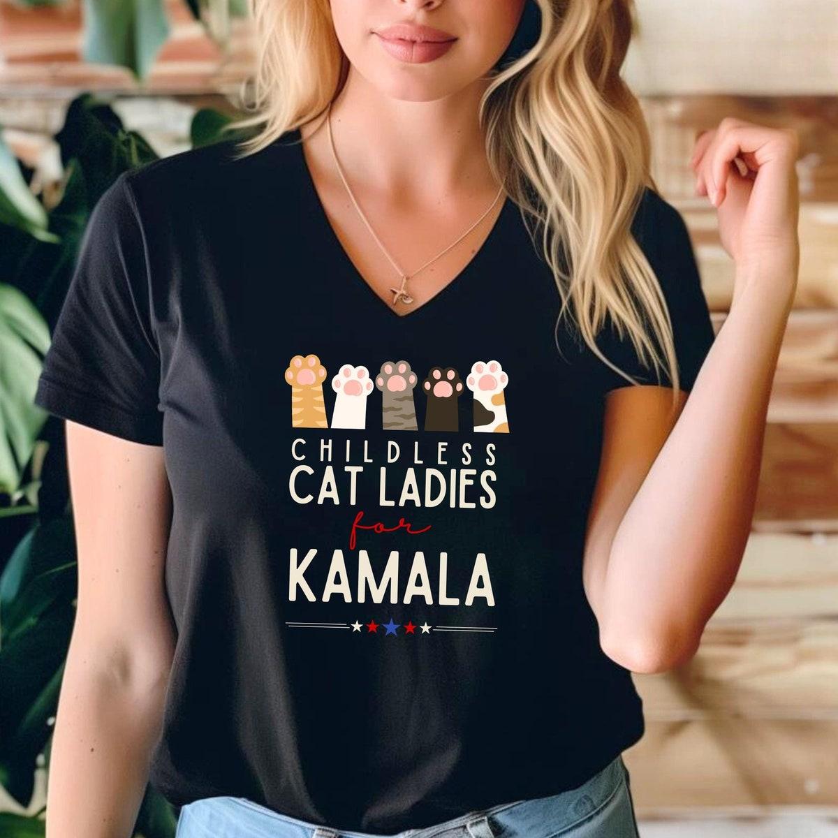 Childless Cat Ladies For Kamala Harris 2024 President Shirt 1