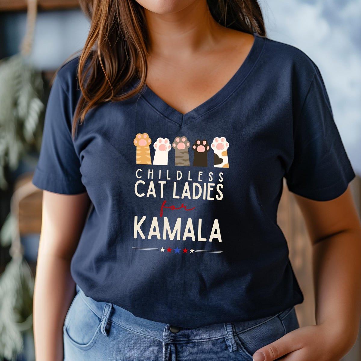 Childless Cat Ladies For Kamala Harris 2024 President Shirt 2