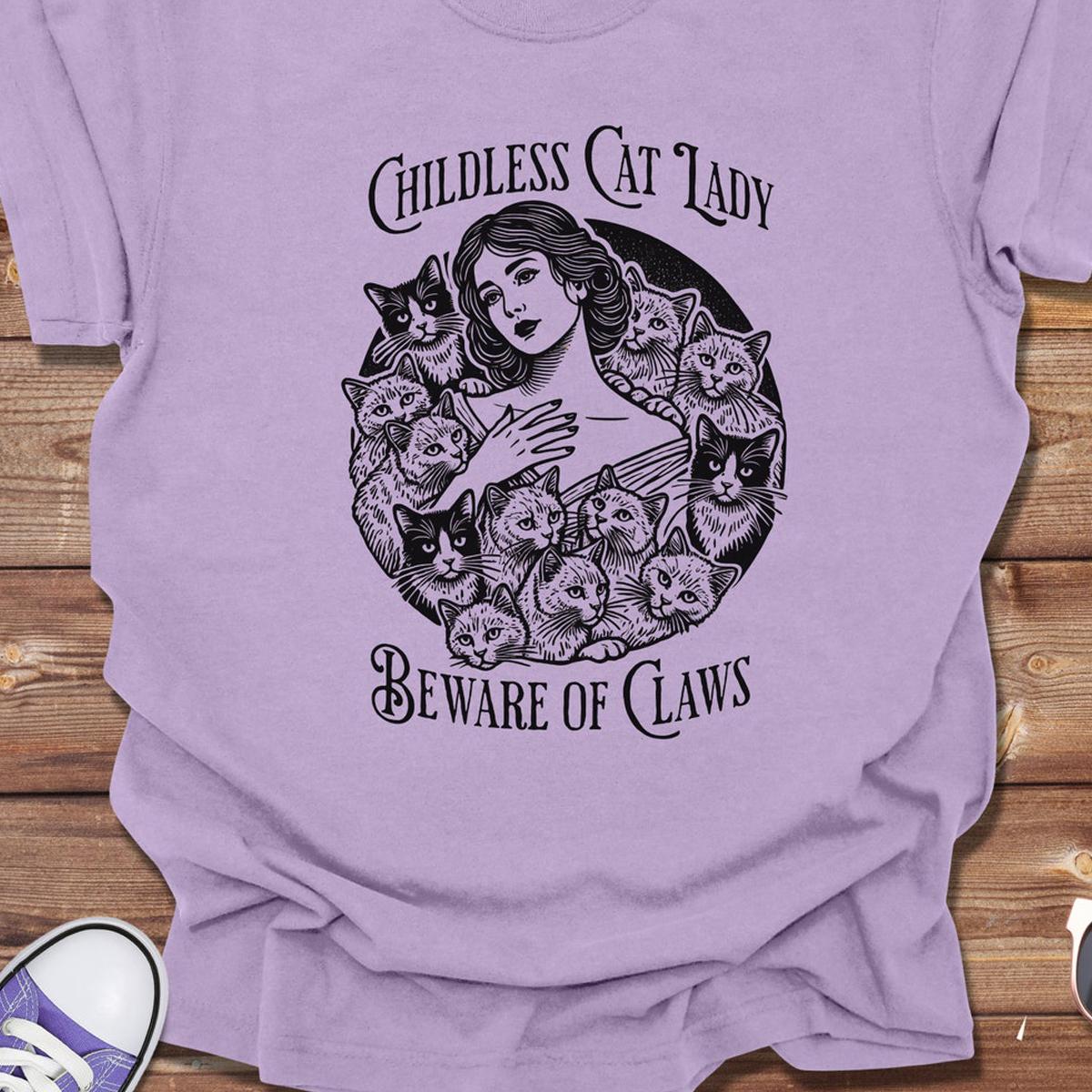 Childless Cat Lady Beware Of Claws Vintage Cat Lady Feminist Shirt 5