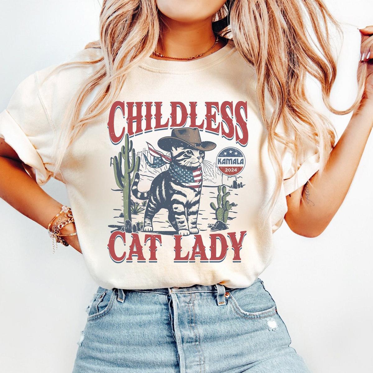 Childless Cat Lady For Kamala Childless Cat Ladies Is Voting Shirt 1