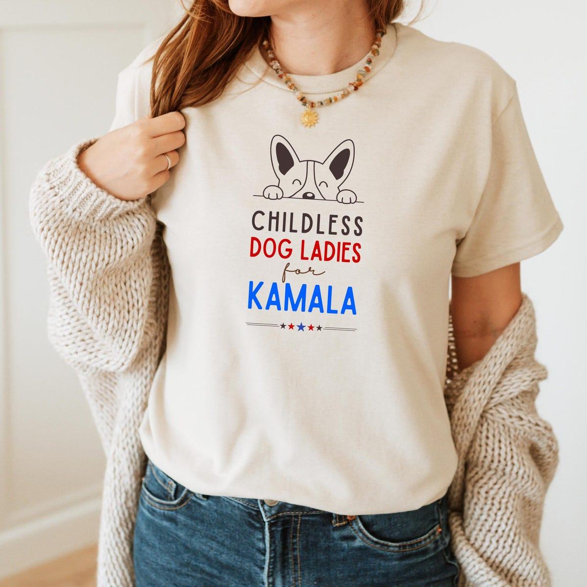 Childless Dog Ladies For Kamala Harris 2024 Presiden Shirt 1