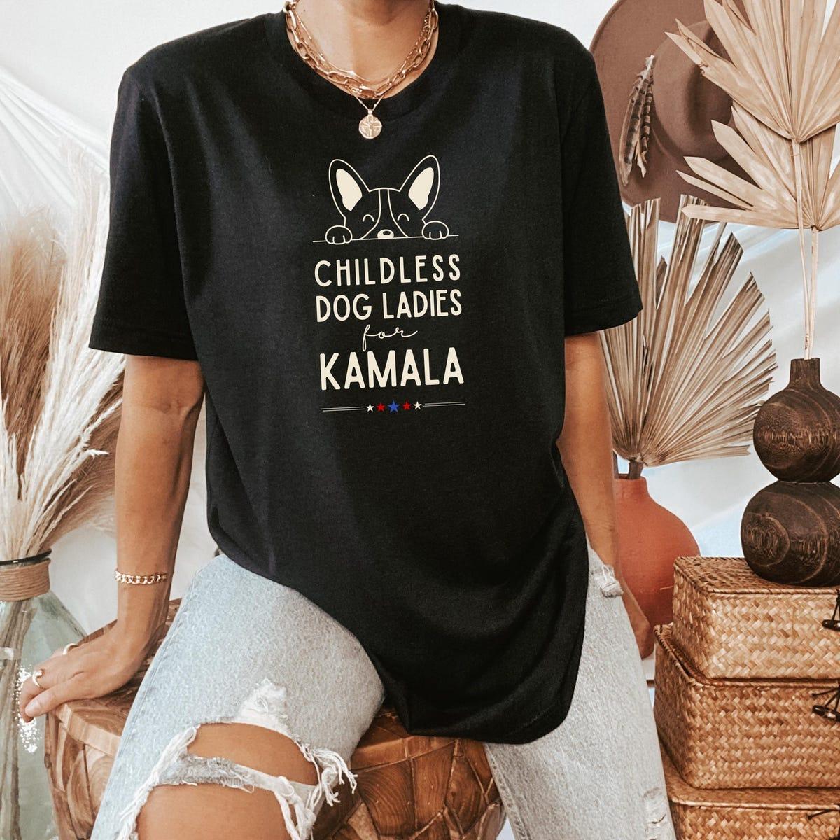 Childless Dog Ladies For Kamala Harris 2024 Presiden Shirt 2