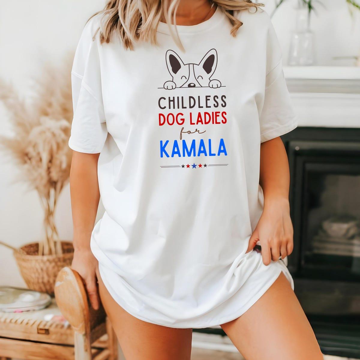 Childless Dog Ladies For Kamala Harris 2024 Presiden Shirt 3