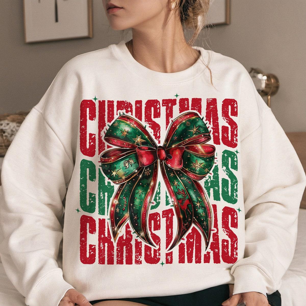 Christmas Coquette Bow Christmas Season Sweatshirts 1