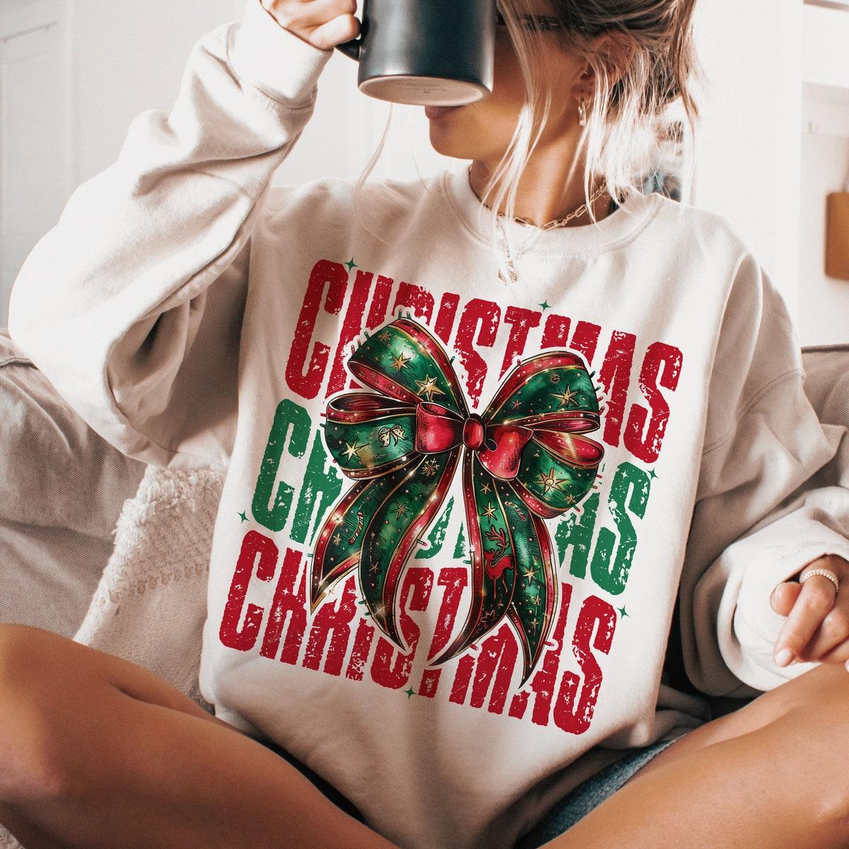 Christmas Coquette Bow Christmas Season Sweatshirts 2