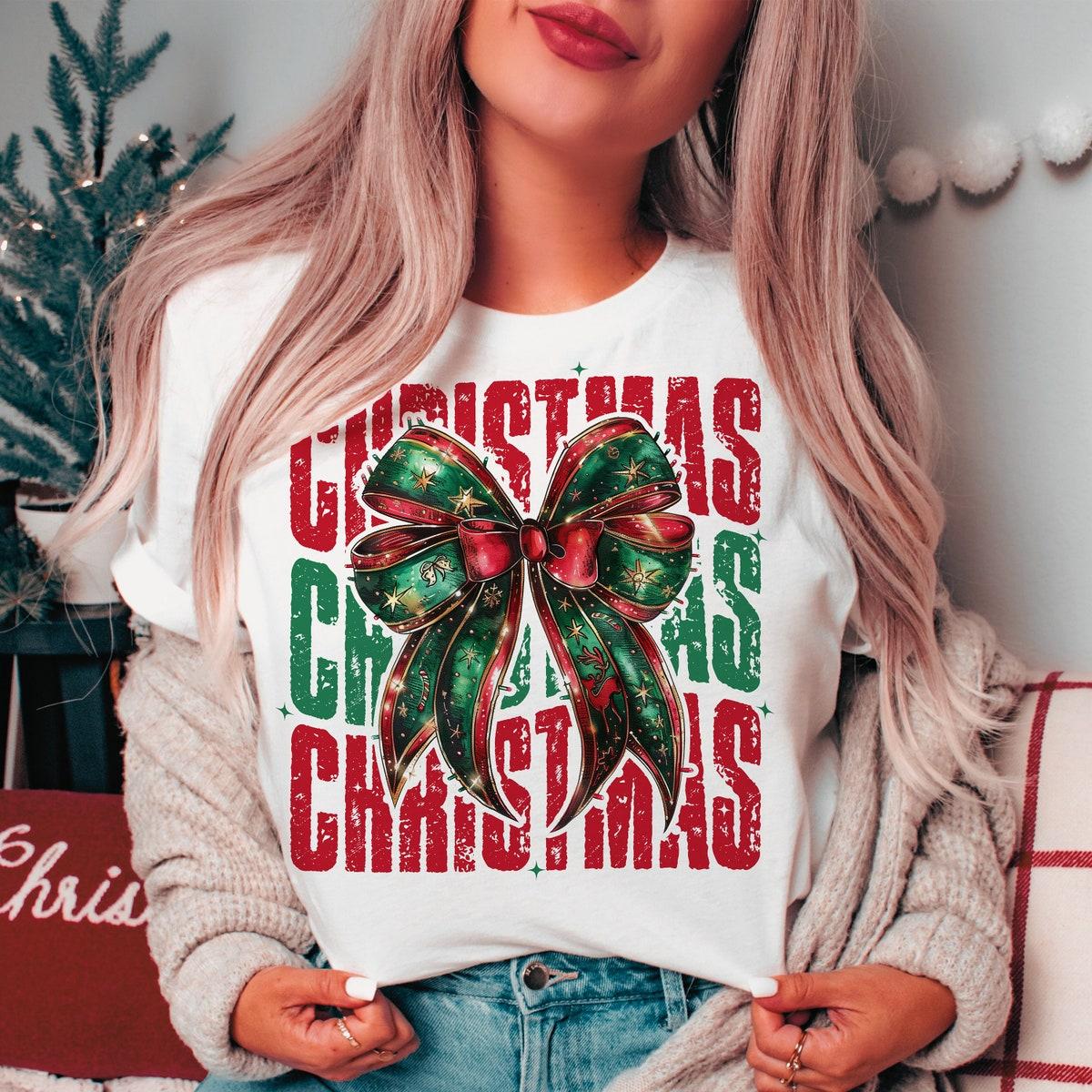 Christmas Coquette Bow Christmas Season Sweatshirts 3