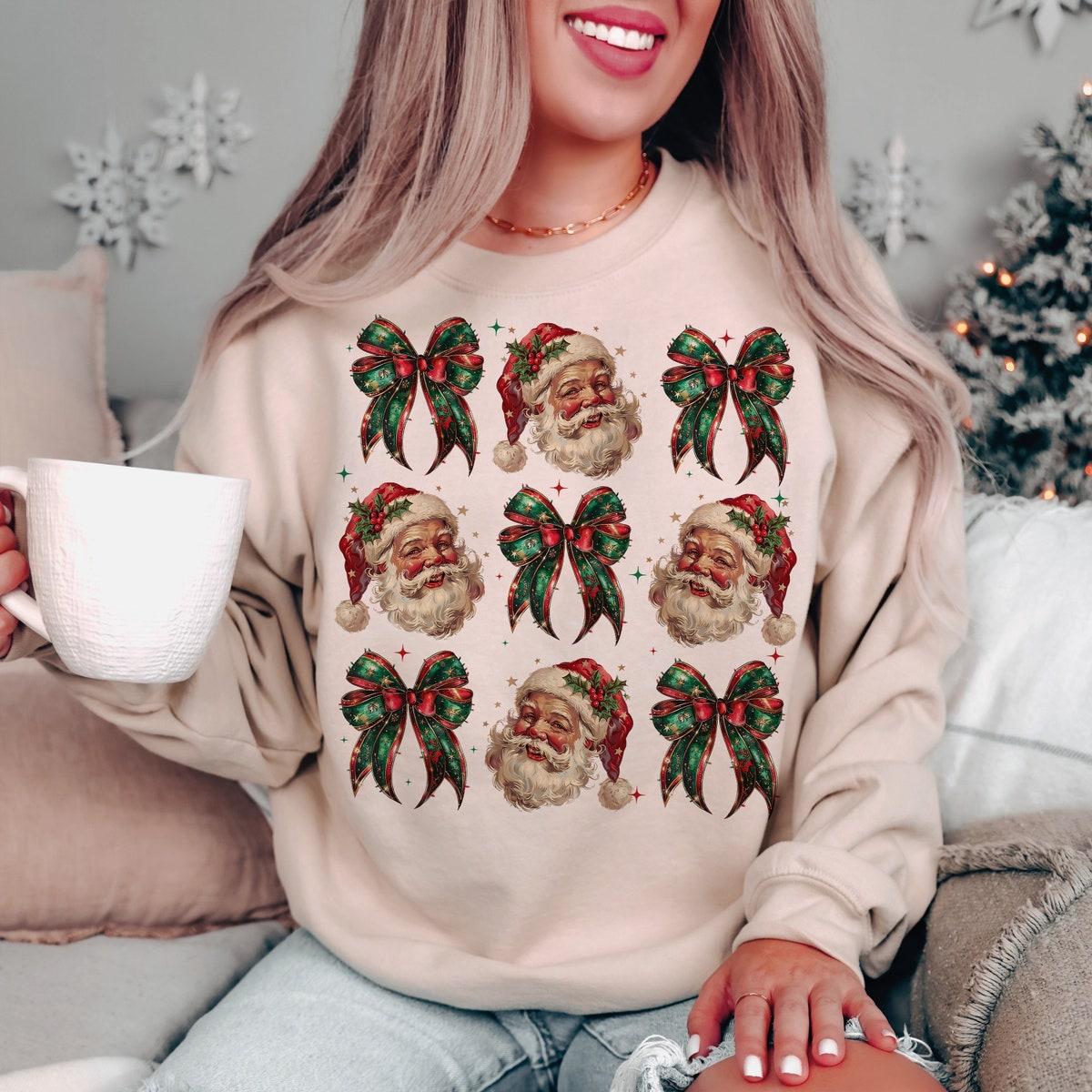 Christmas Coquette Santa Sweatshirts 3