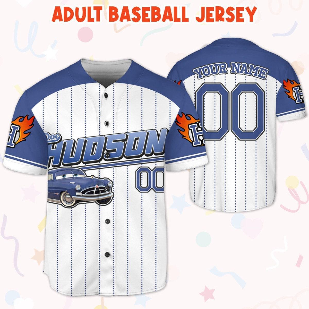 Custom Cars Hudson Navy Disney Birthday Baseball Jersey 5