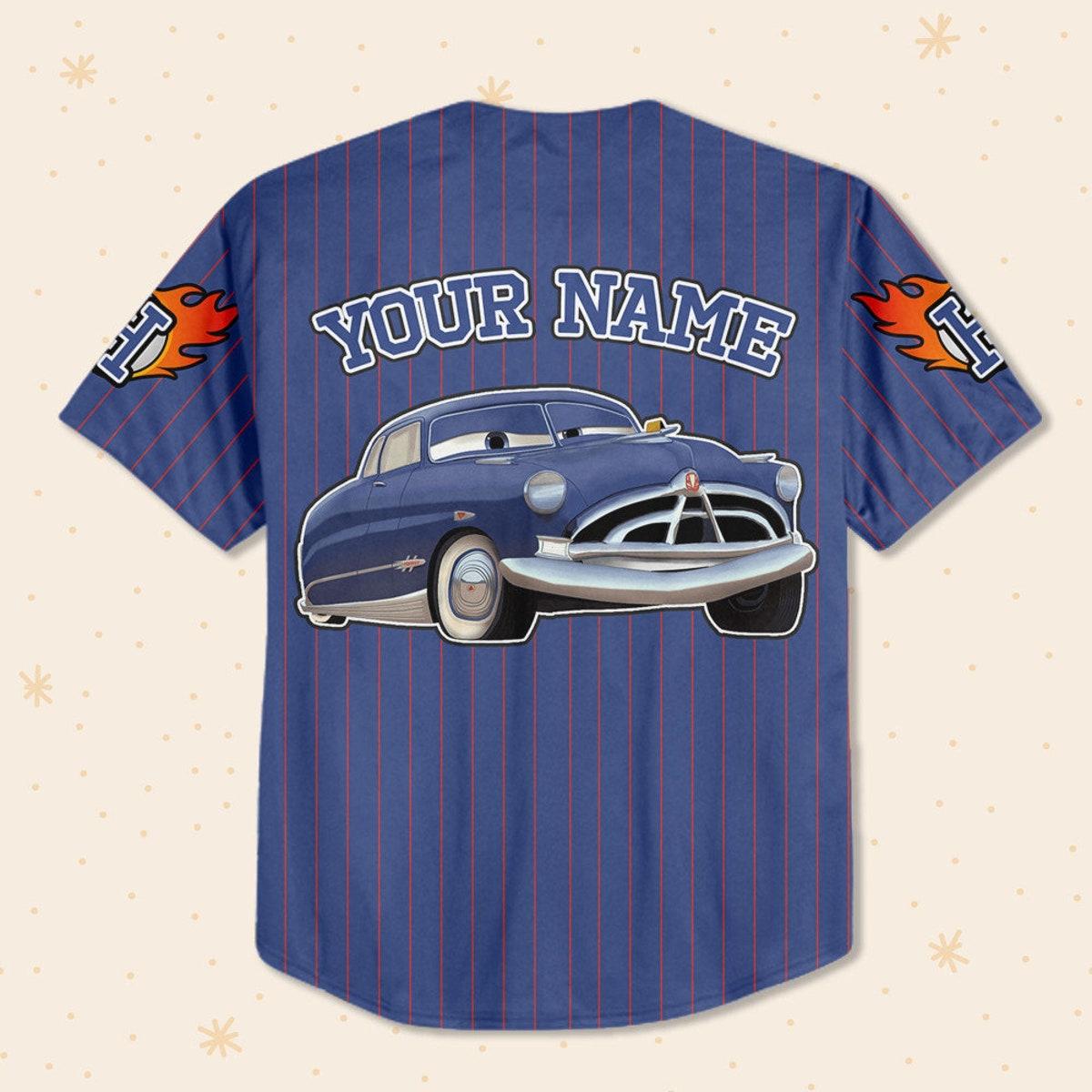 Custom Cars Hudson Navy Lightning Mcqueen Baseball Jersey 3