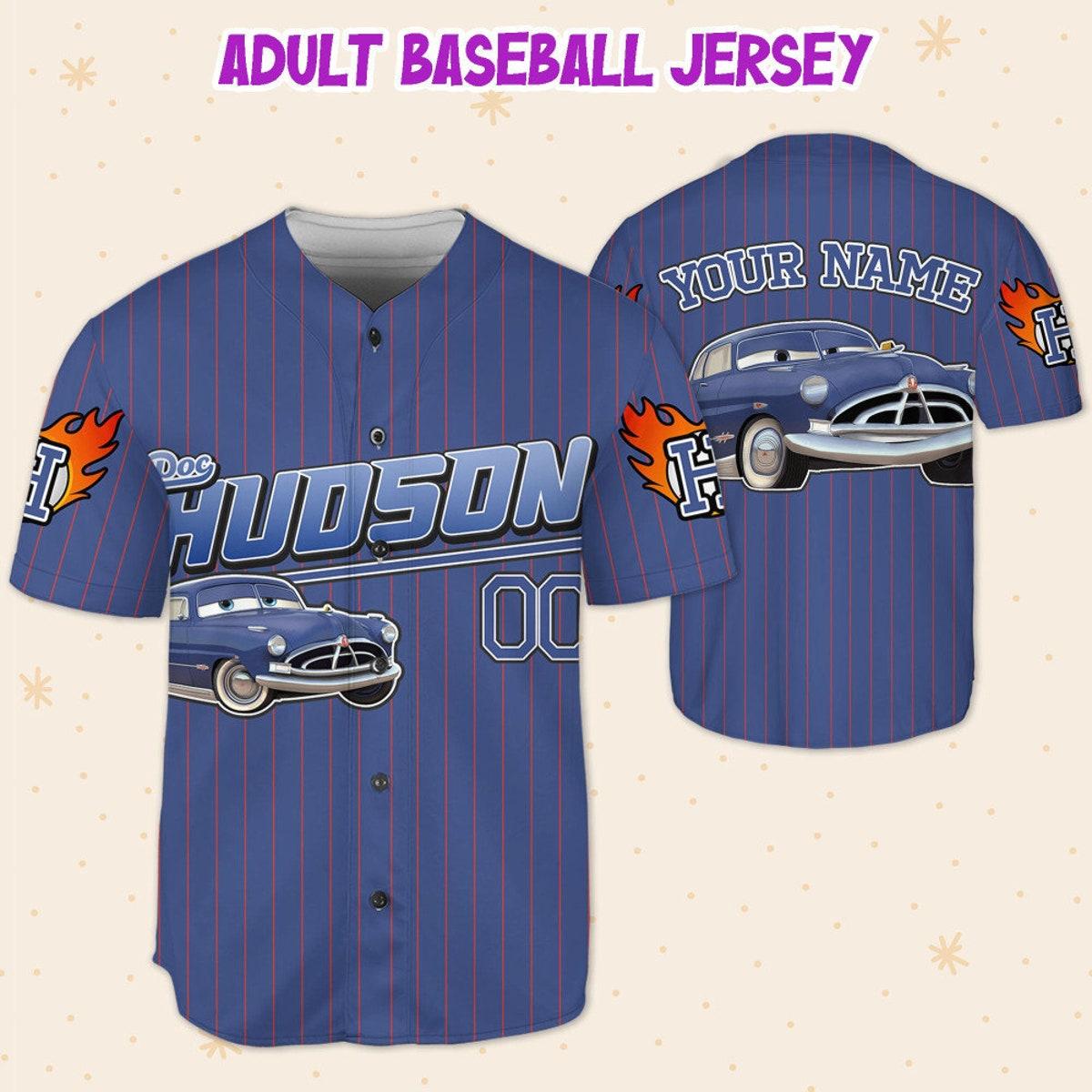 Custom Cars Hudson Navy Lightning Mcqueen Baseball Jersey 5