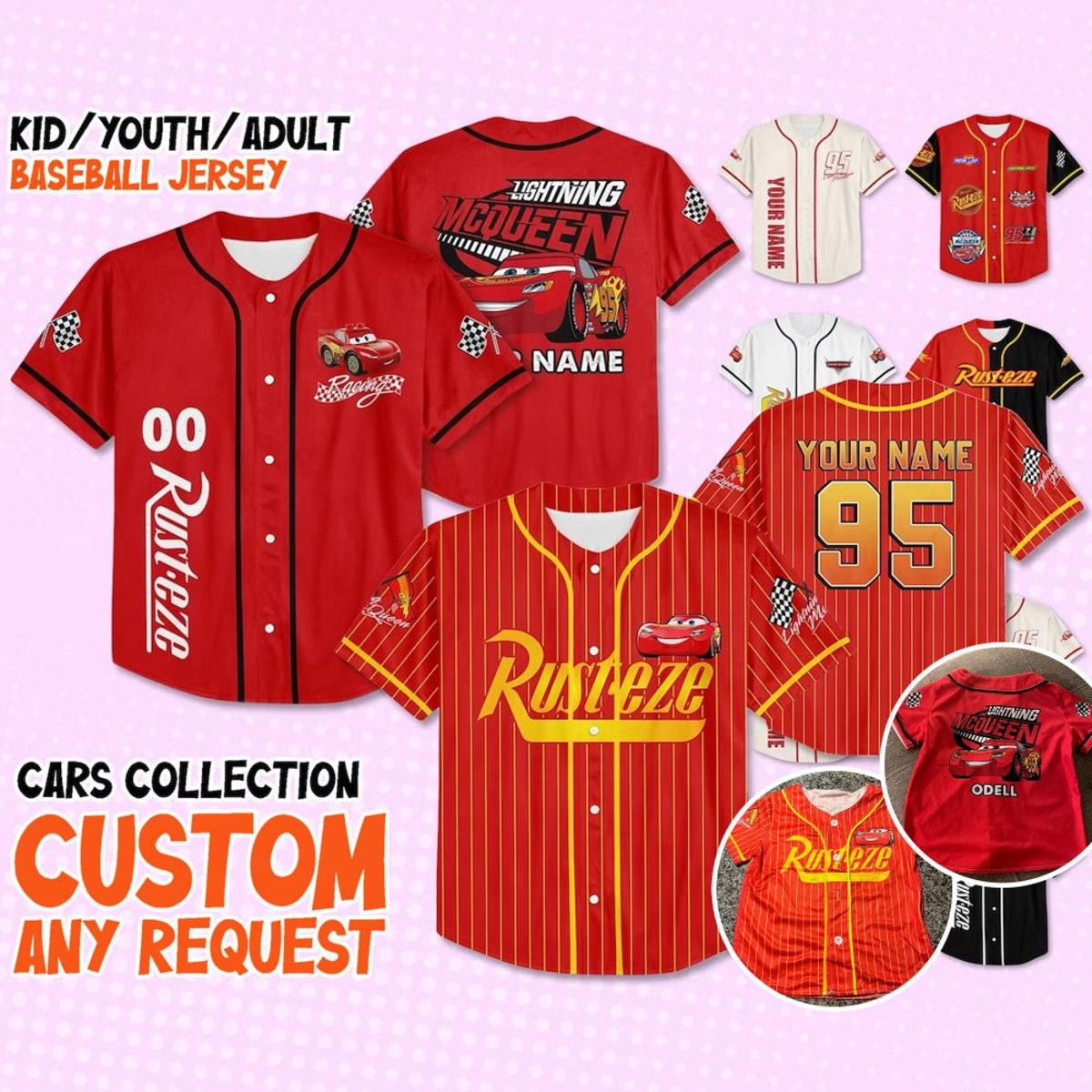 Custom Cars Lightning Mcqueen Baseball Jersey 1