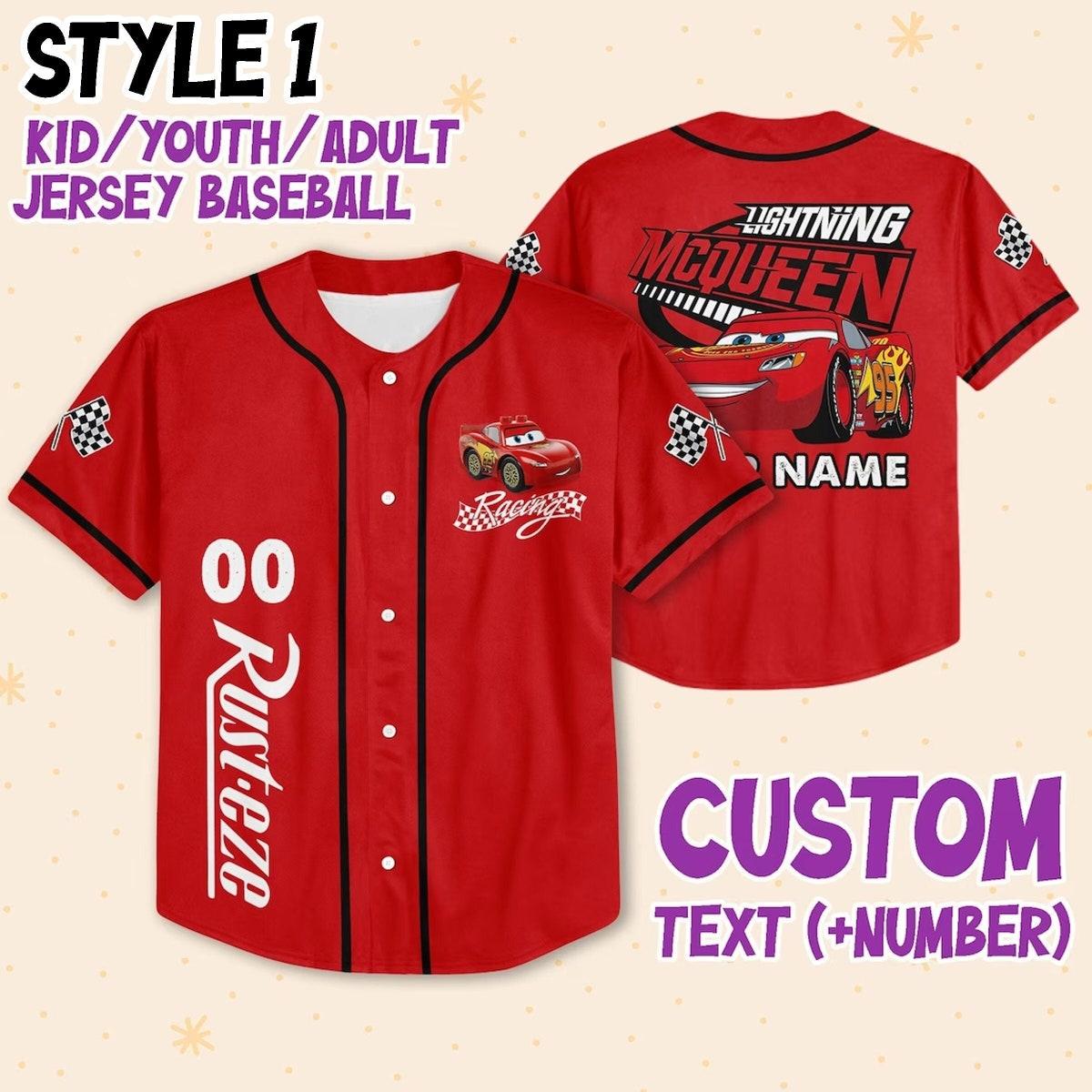 Custom Cars Lightning Mcqueen Baseball Jersey 2