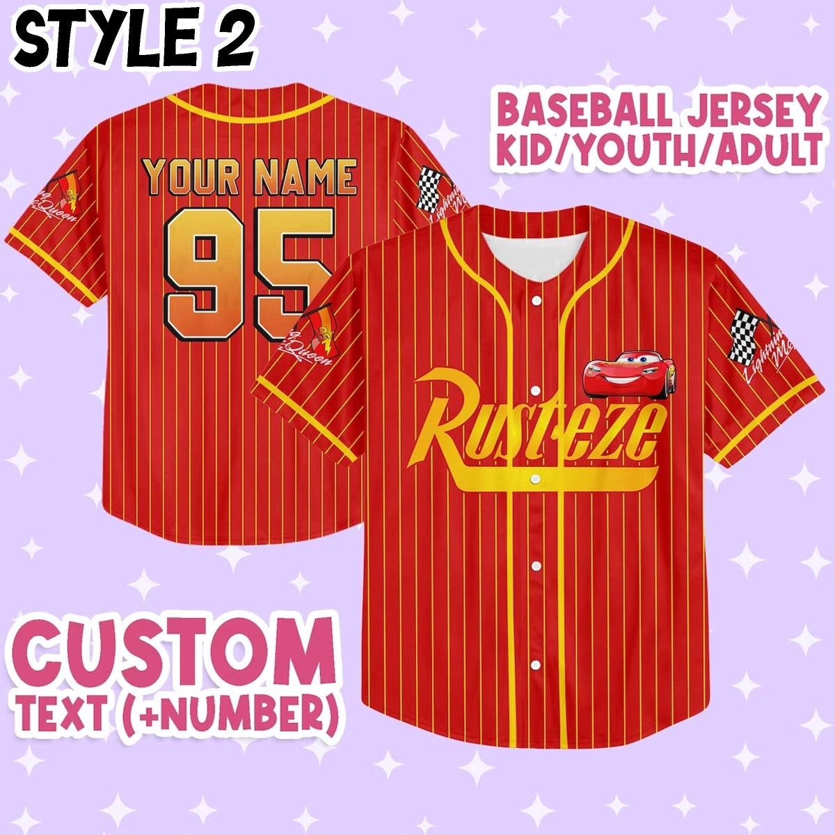 Custom Cars Lightning Mcqueen Baseball Jersey 3