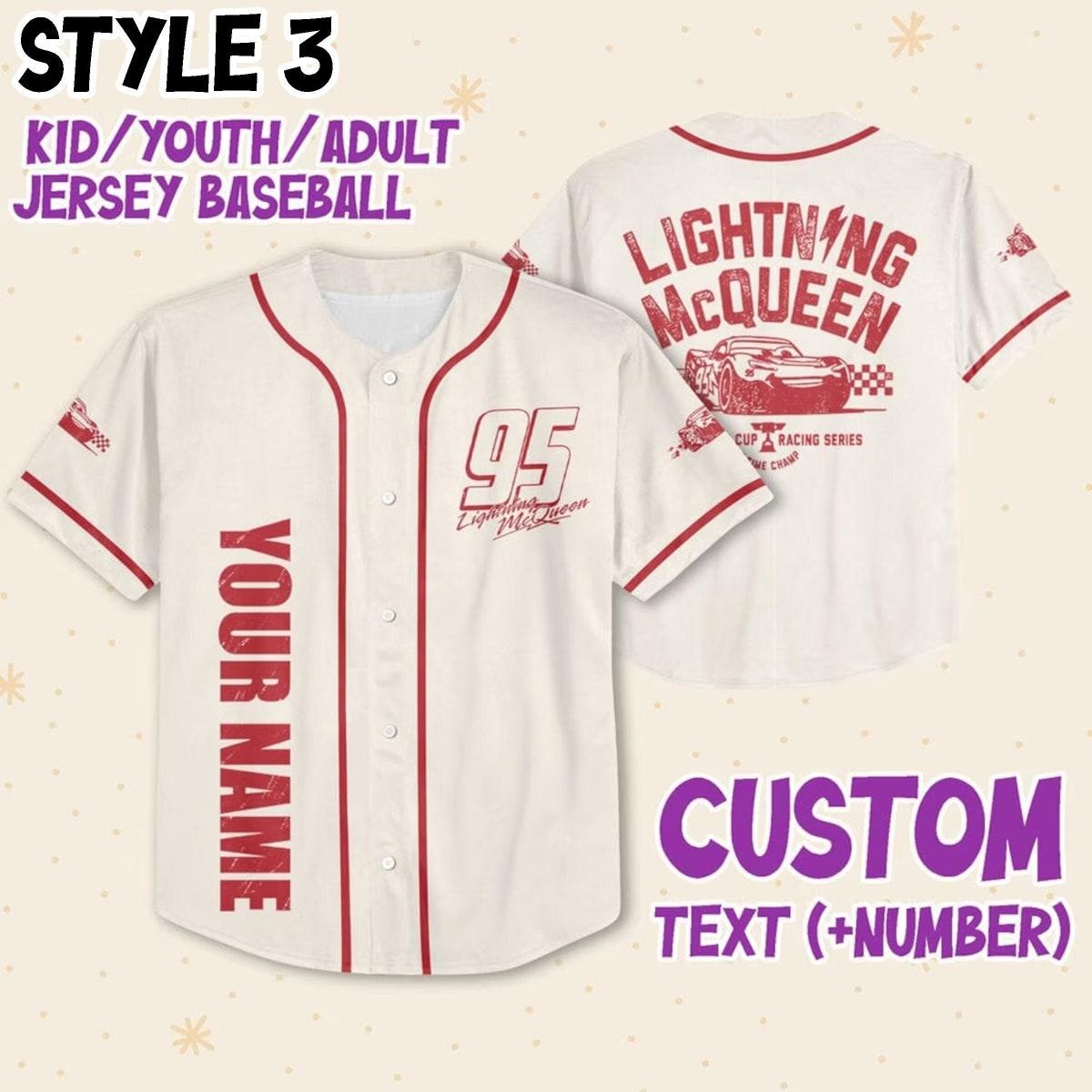 Custom Cars Lightning Mcqueen Baseball Jersey 4