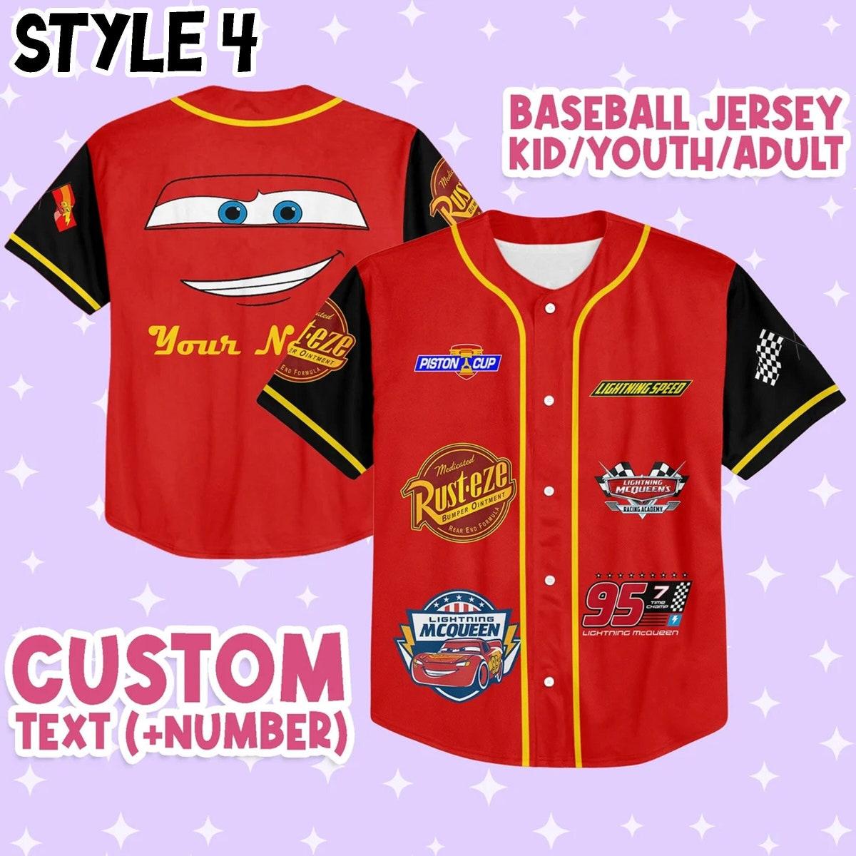 Custom Cars Lightning Mcqueen Baseball Jersey 5