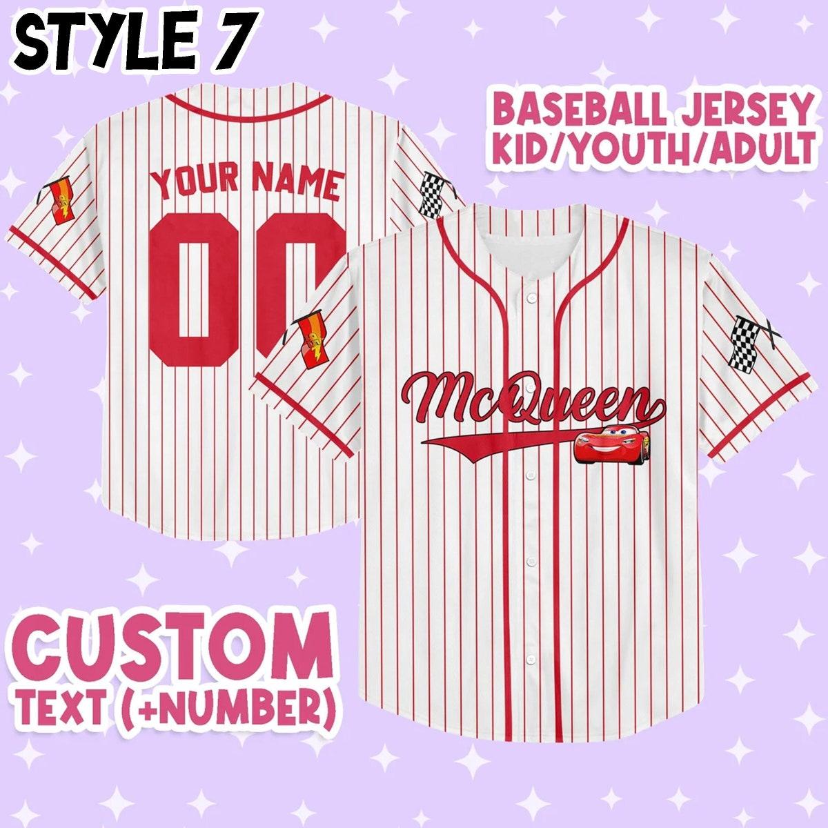 Custom Cars Lightning Mcqueen Baseball Jersey 8