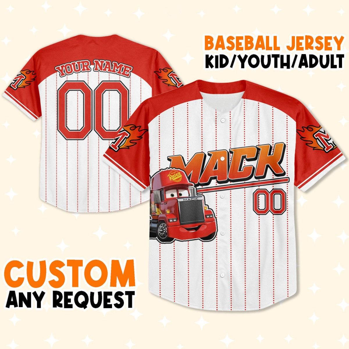 Custom Cars Mack Red Custom Number Baseball Jersey 1