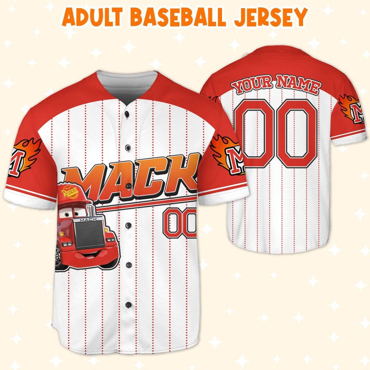 Custom Cars Mack Red Custom Number Baseball Jersey 5