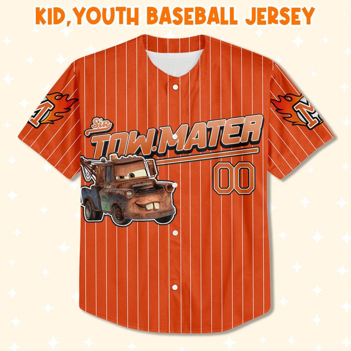 Custom Cars Mater Orange Custom Text Baseball Jersey 2