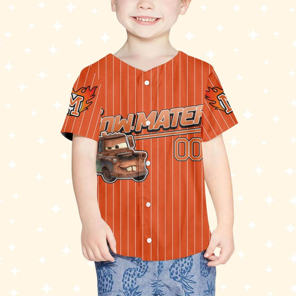 Custom Cars Mater Orange Custom Text Baseball Jersey 4