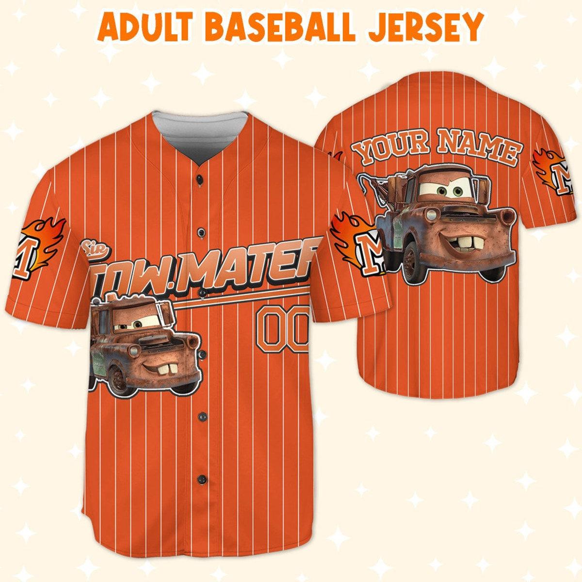 Custom Cars Mater Orange Custom Text Baseball Jersey 5