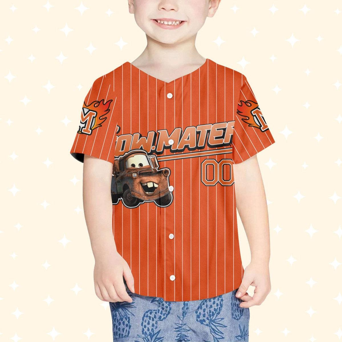 Custom Cars Mater Orange Disney Birthday Baseball Jersey 4