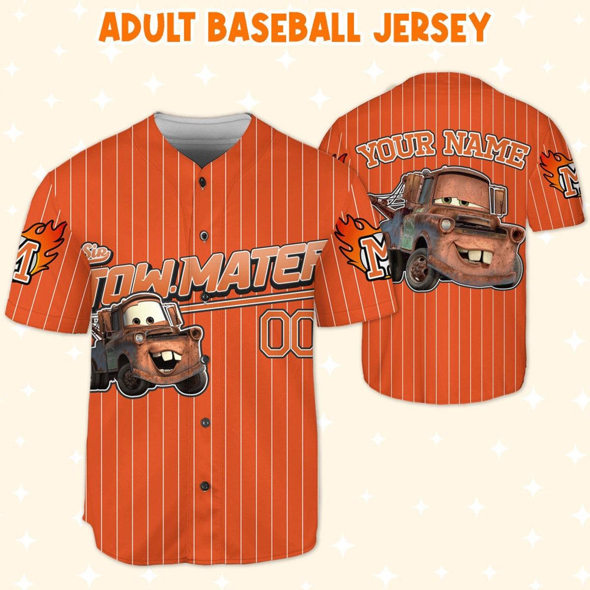 Custom Cars Mater Orange Disney Birthday Baseball Jersey 5