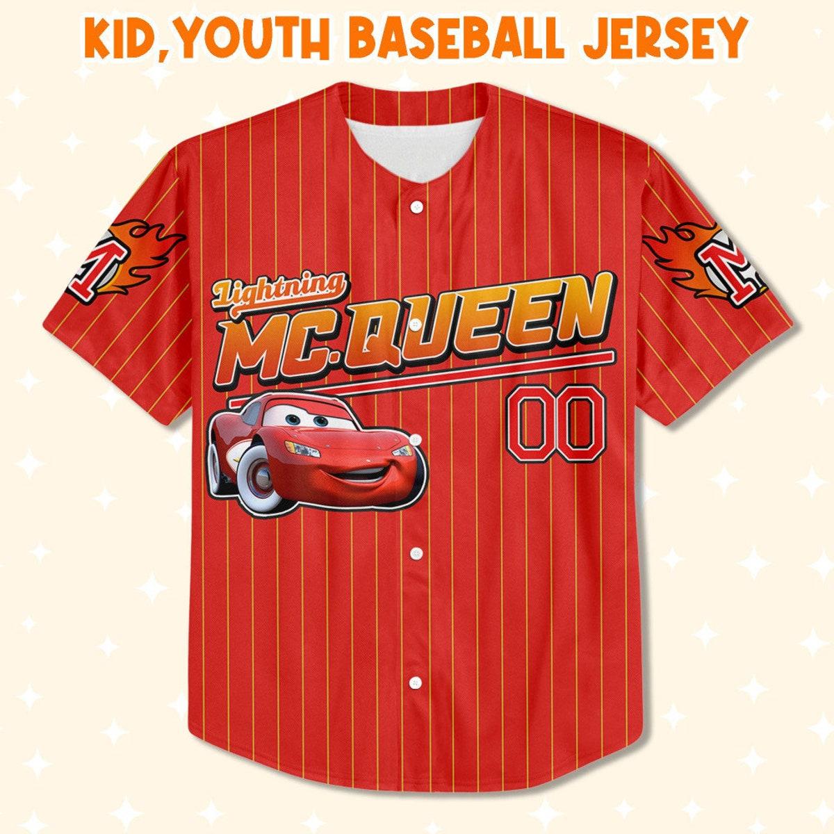 Custom Cars Mc Queen Red Lightning Mcqueen Baseball Jersey 2