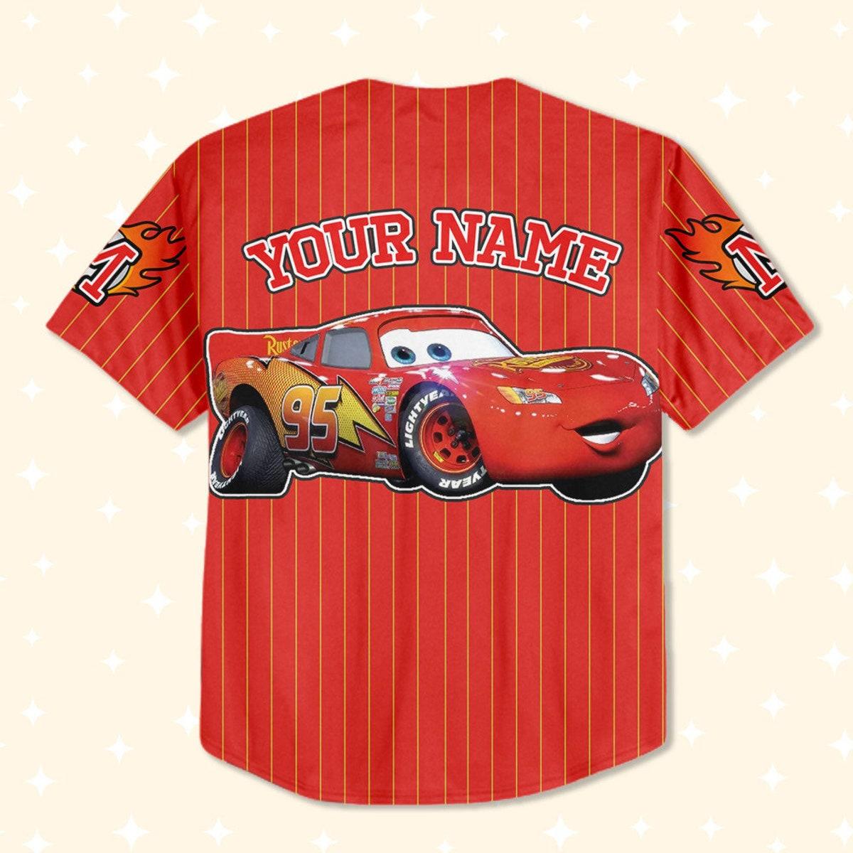 Custom Cars Mc Queen Red Lightning Mcqueen Baseball Jersey 3