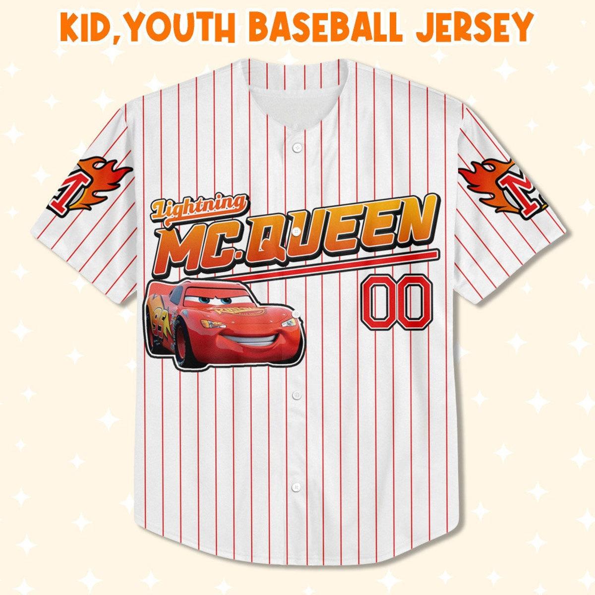 Custom Cars Mcqueen Custom Text Baseball Jersey 2