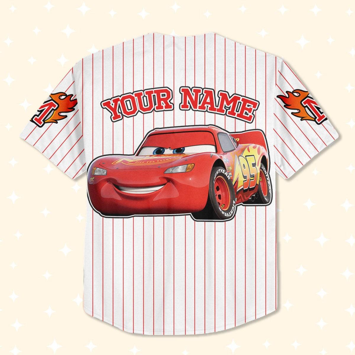 Custom Cars Mcqueen Custom Text Baseball Jersey 3