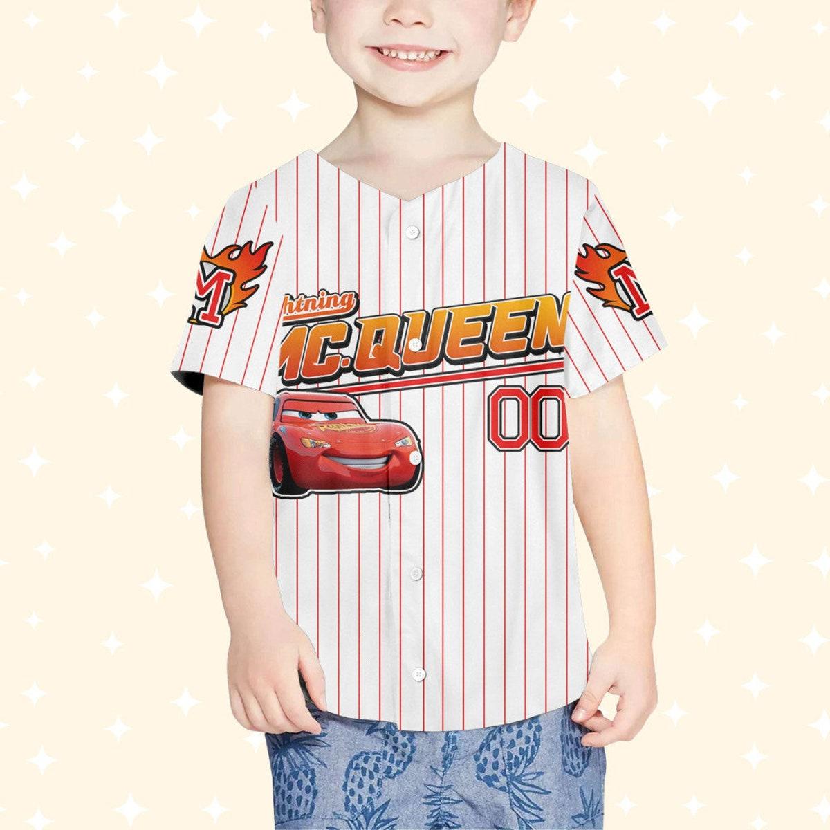 Custom Cars Mcqueen Custom Text Baseball Jersey 4