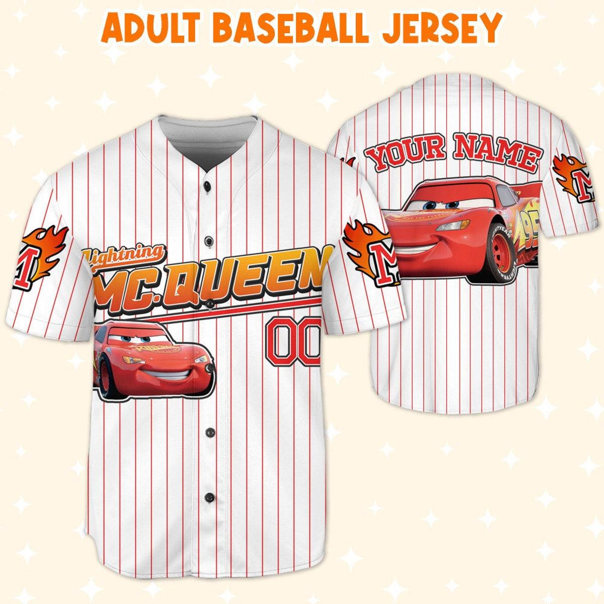 Custom Cars Mcqueen Custom Text Baseball Jersey 5