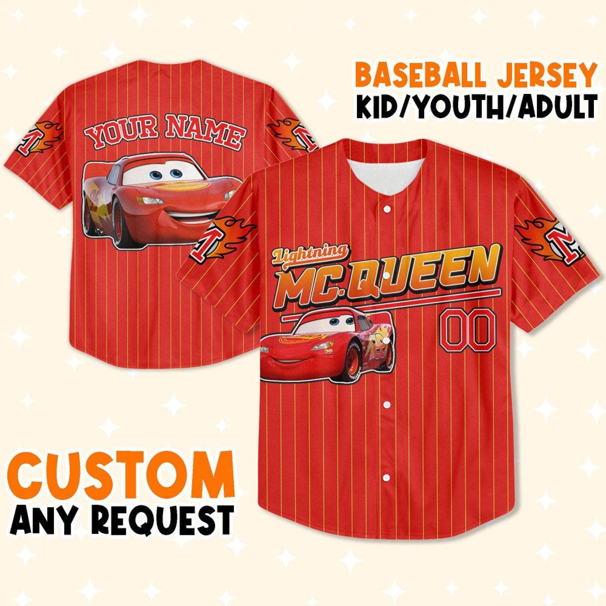 Custom Cars Mcqueen Lightning Mcqueen Baseball Jersey 1