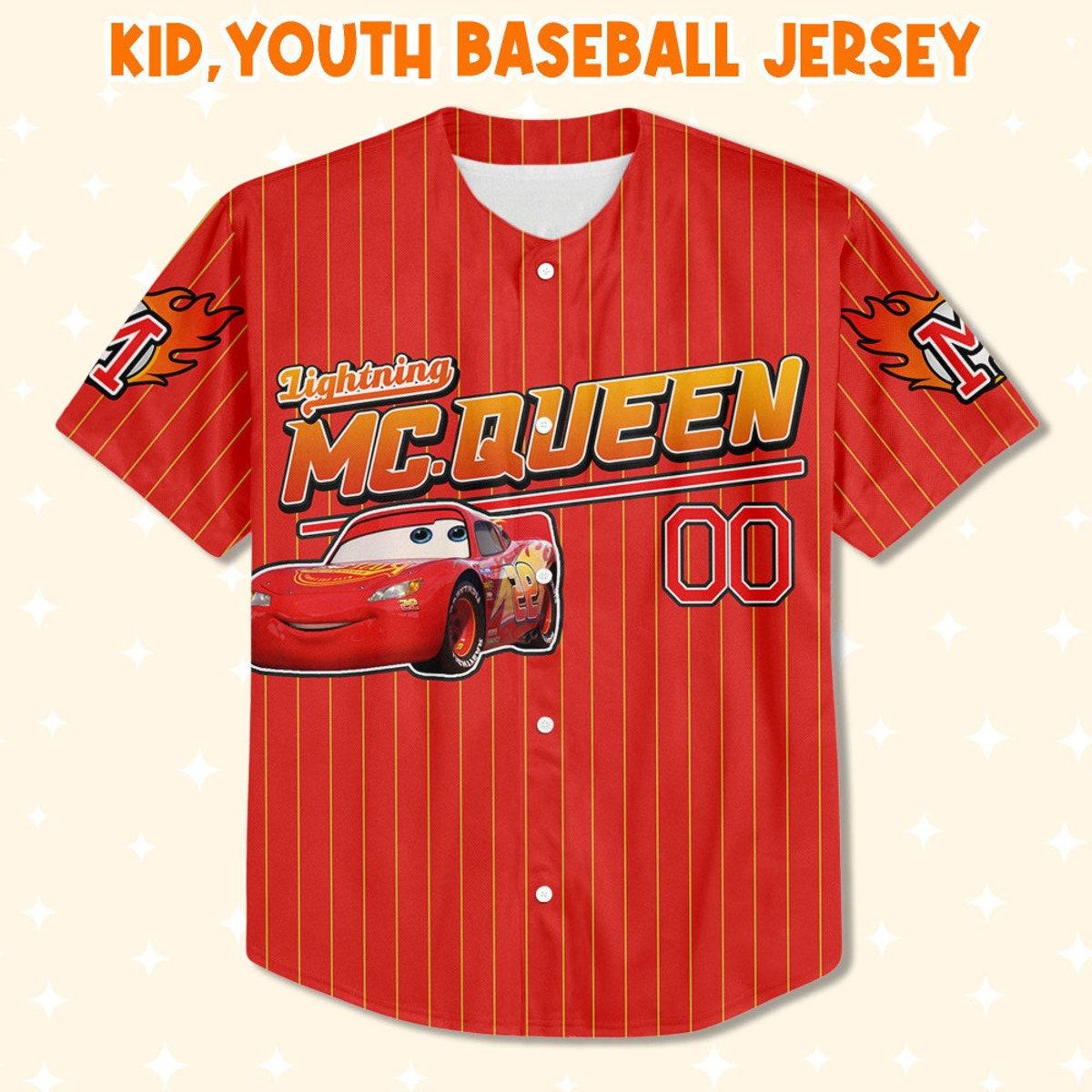 Custom Cars Mcqueen Lightning Mcqueen Baseball Jersey 2