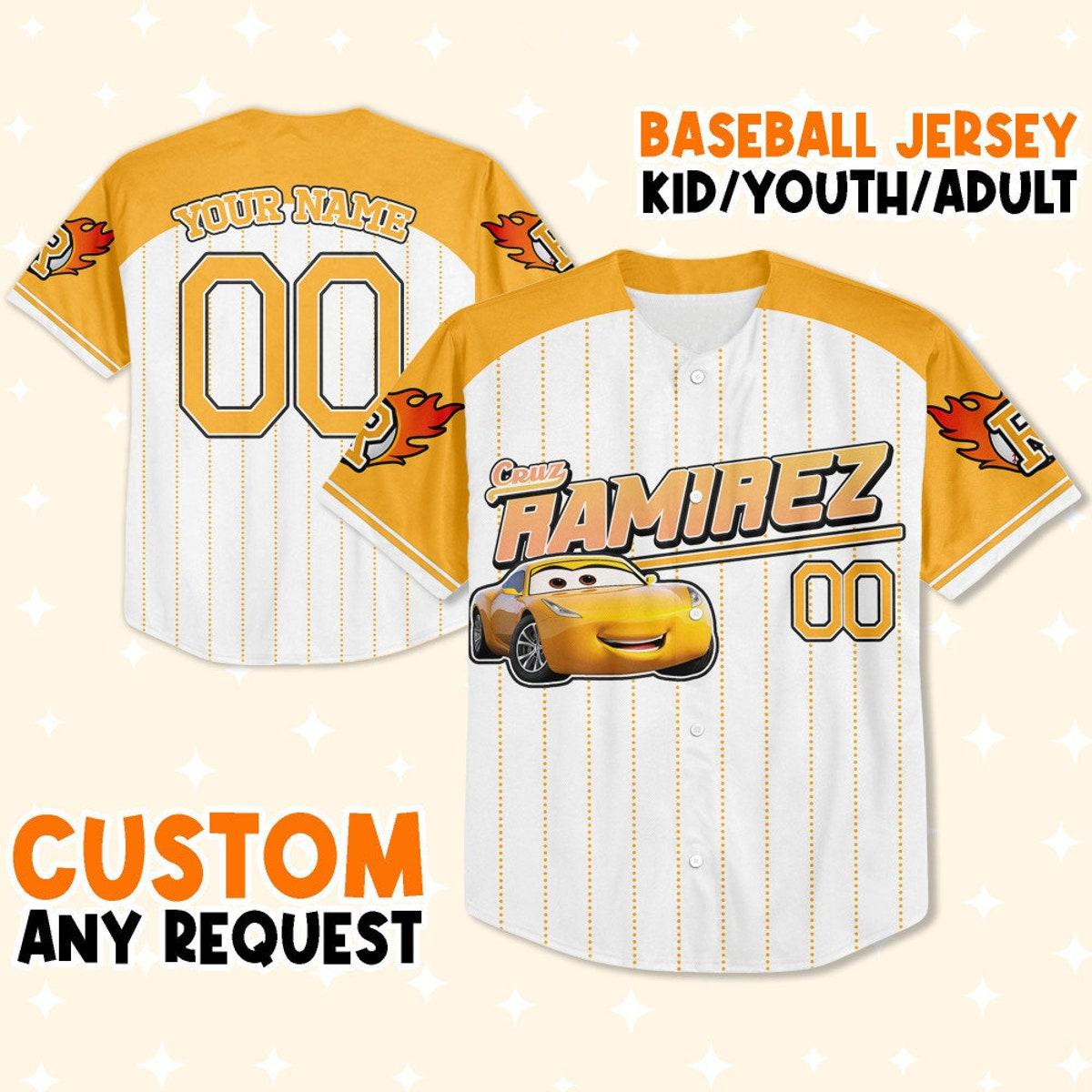 Custom Cars Ramirez Yellow Custom Text Baseball Jersey 1