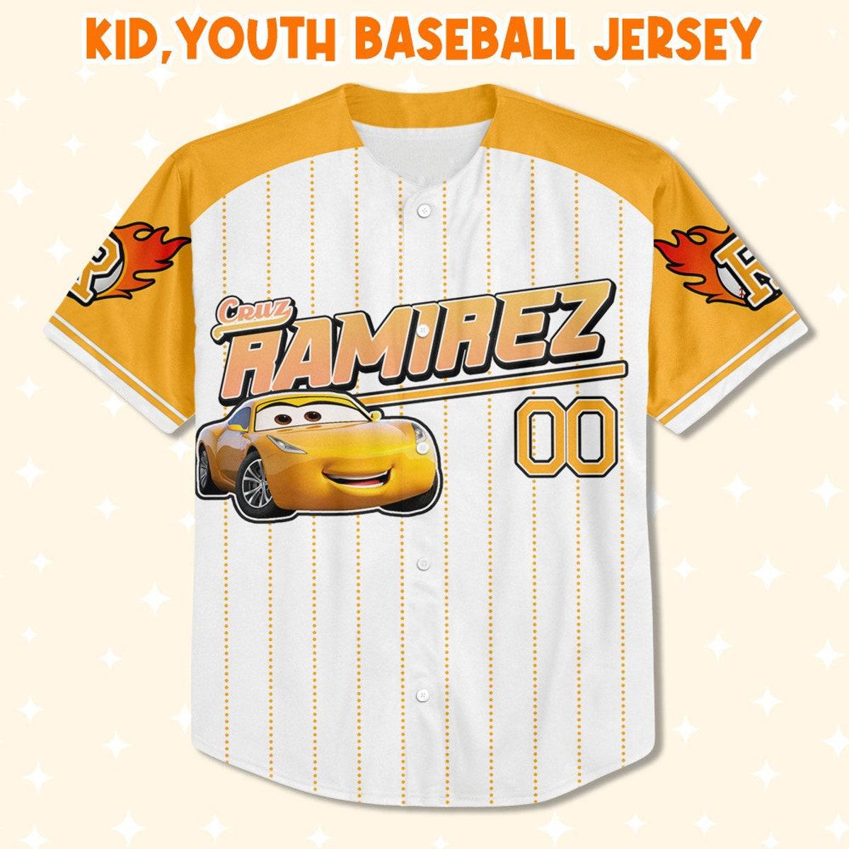 Custom Cars Ramirez Yellow Custom Text Baseball Jersey 2