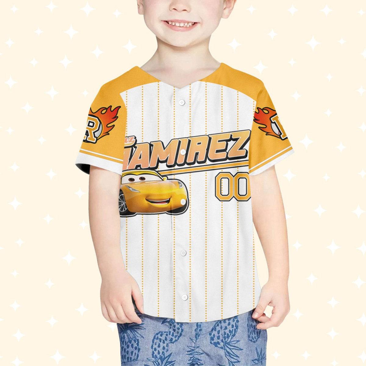 Custom Cars Ramirez Yellow Custom Text Baseball Jersey 4