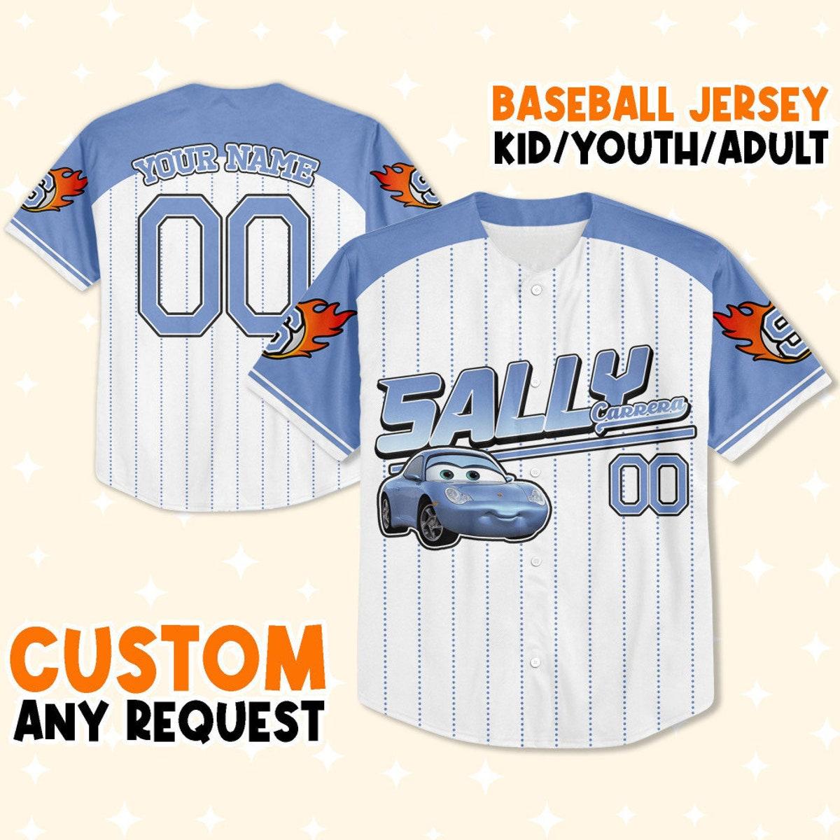 Custom Cars Sally Blue Custom Text Baseball Jersey 1