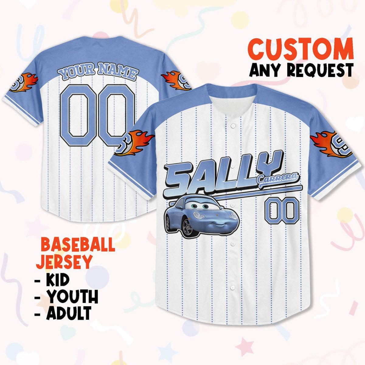 Custom Cars Sally Blue Personalized Jersey Disney Baseball Jersey 1