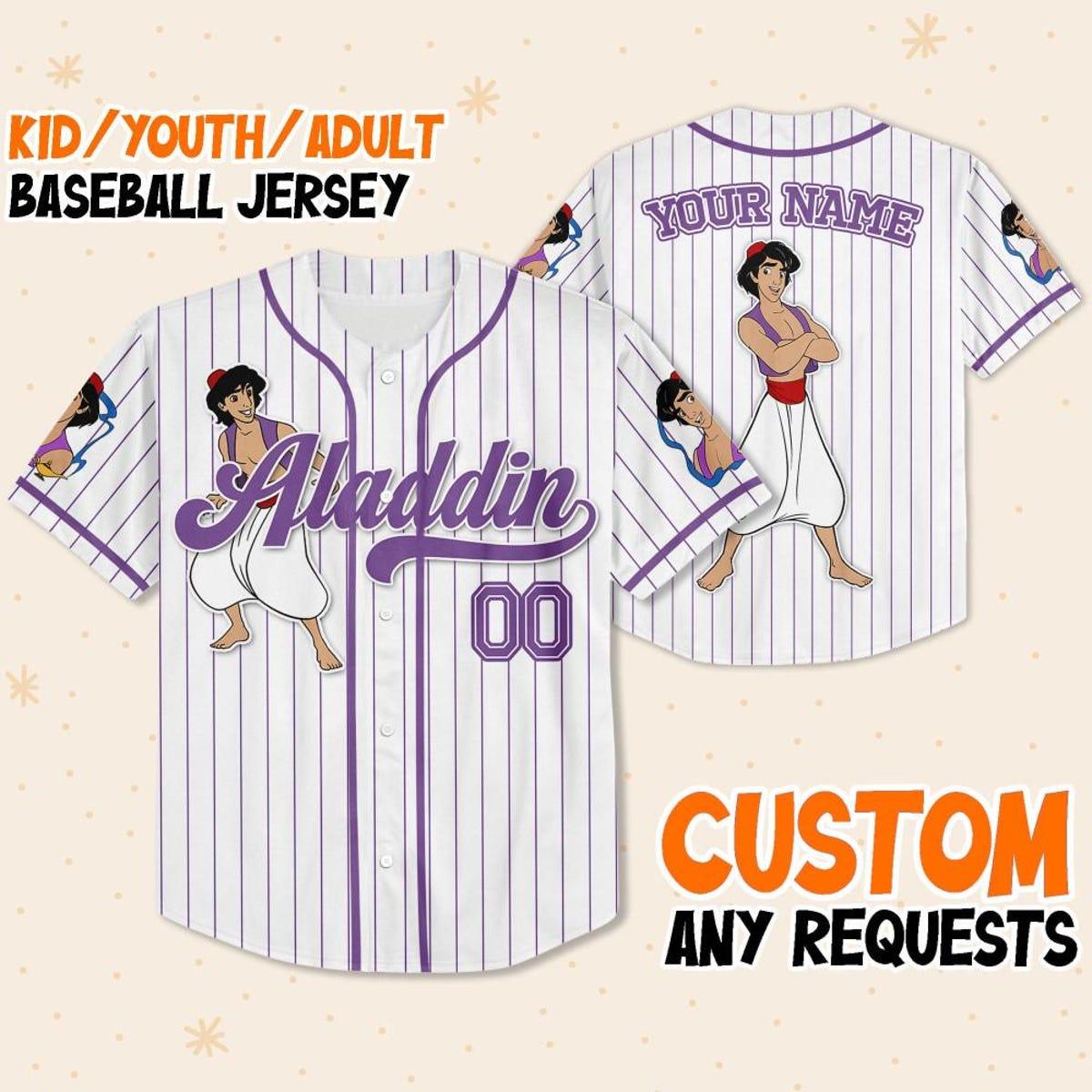 Custom Disney Aladdin Aladdin Baseball Jersey 1