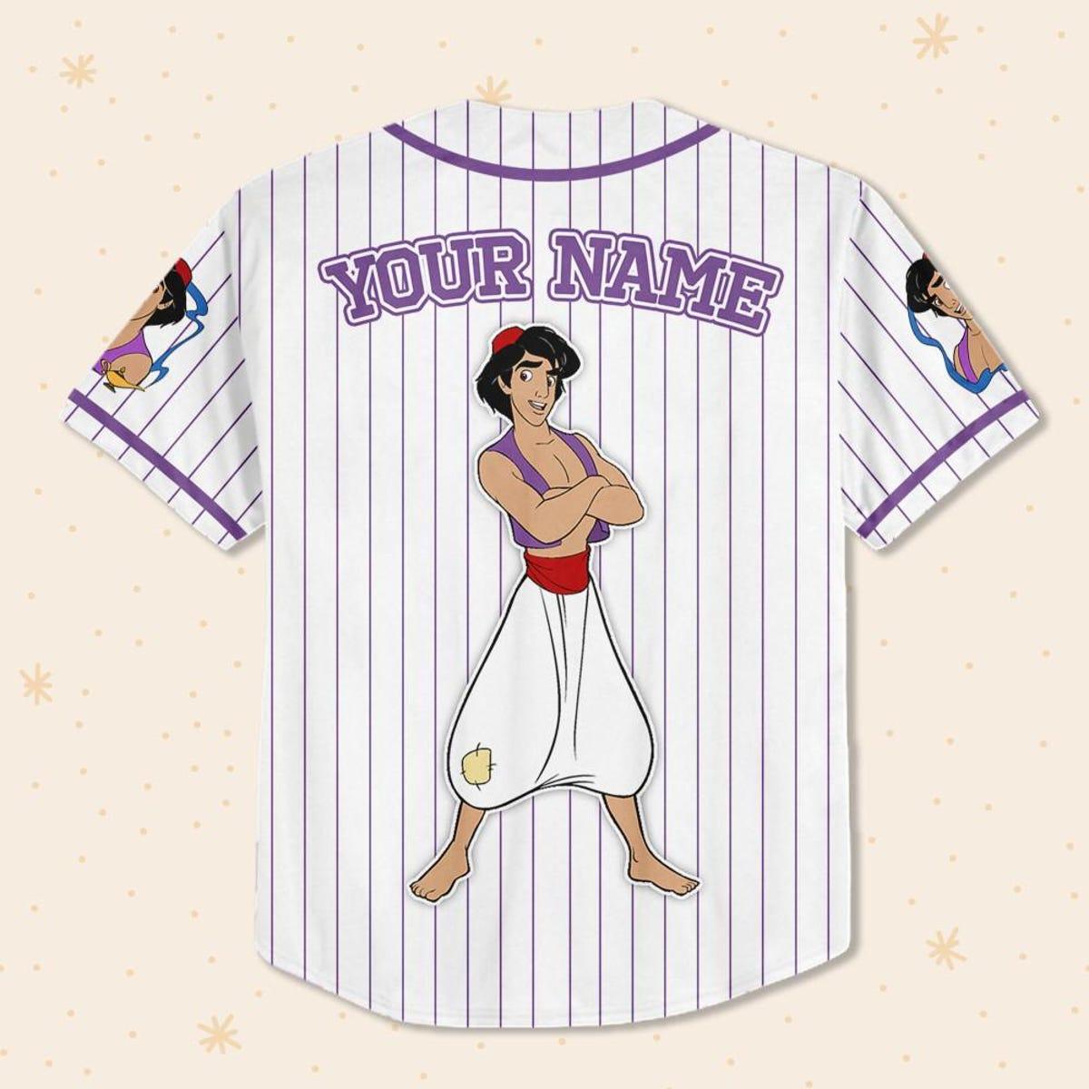 Custom Disney Aladdin Aladdin Baseball Jersey 3