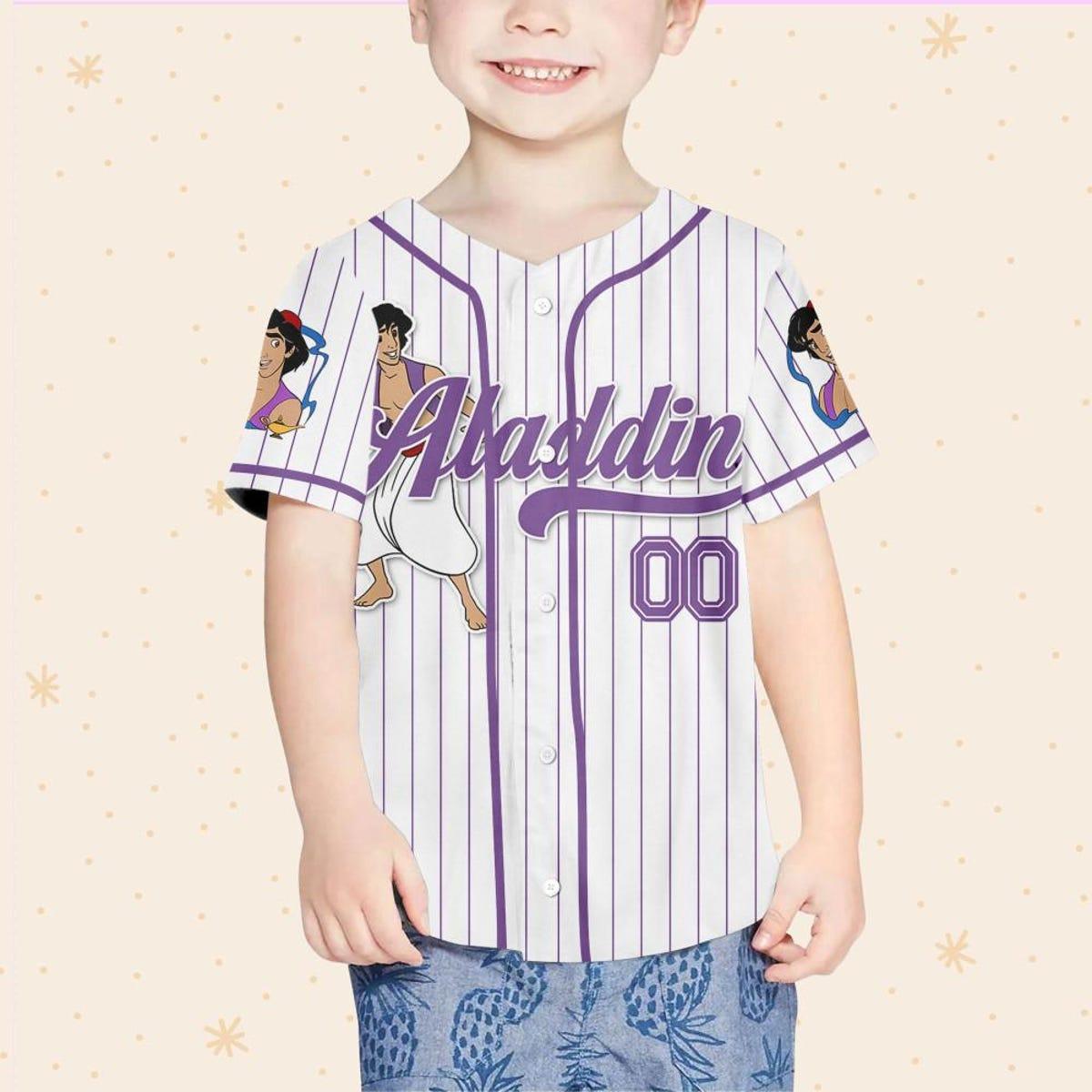 Custom Disney Aladdin Aladdin Baseball Jersey 4