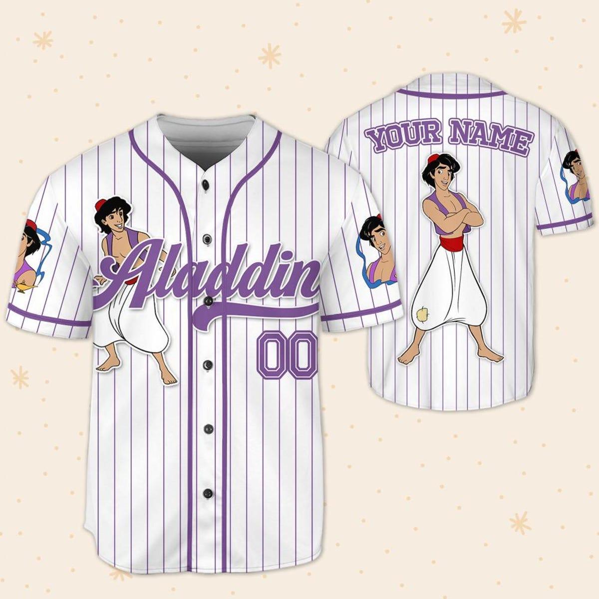 Custom Disney Aladdin Aladdin Baseball Jersey 5